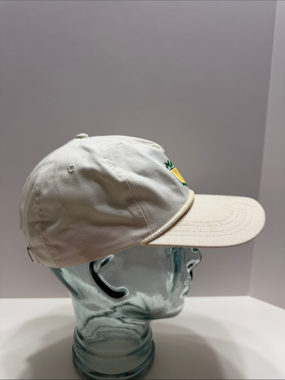 Vintage Masters Cream Cap with Green & Yellow Embroidered Logo - Picture 4 of 14